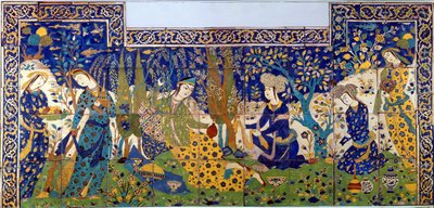 Panel of glazed earthenware tile-work, Isfahan by Persian School